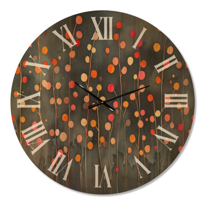 Large Botanical Wood Wall Clock – Fall Collage of Leaves in Autumn