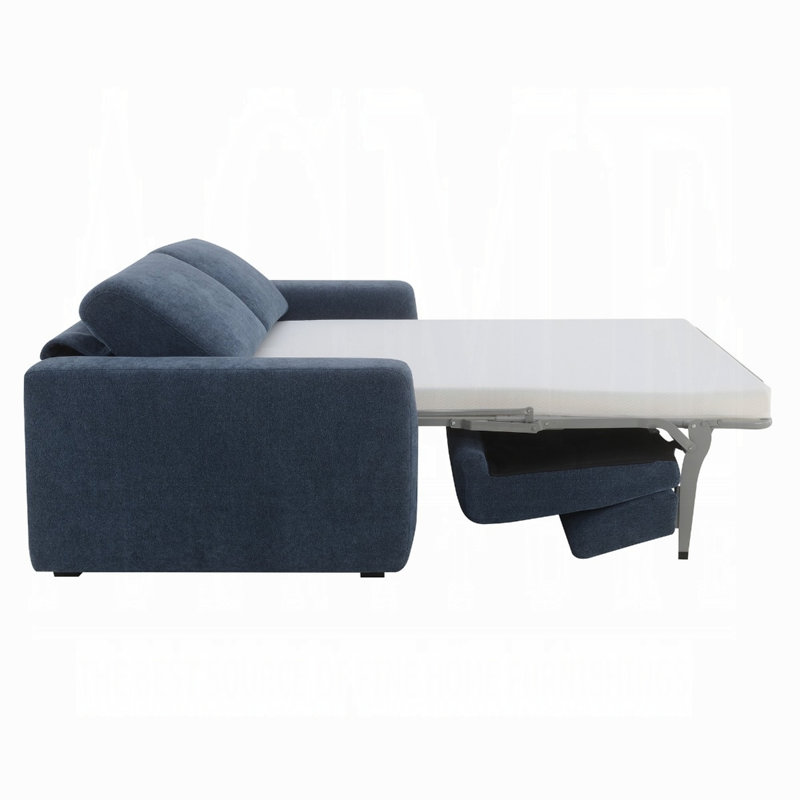 Canapé Chesney avec canapé-lit, Chenille bleu foncé