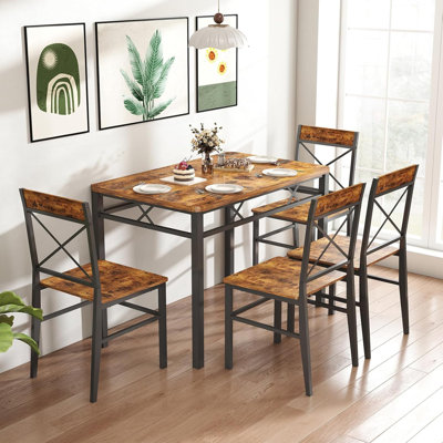 Ensemble de table à manger 5 pièces, ensemble de table à manger pour 4 personnes, ensemble de salle à manger compact pour petits espaces et cuisine - brun