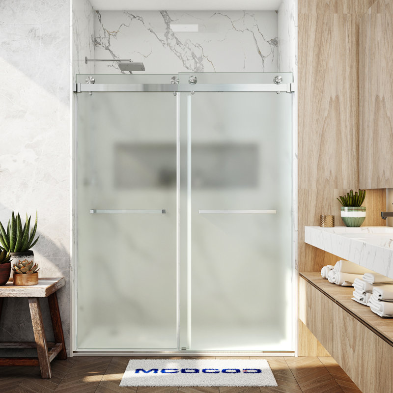 Opal Mirage MCOCOD 56-61"W x 76"H Double Sliding Frameless Smooth Sliding Shower Door with 3/8"(10mm)Frosted Glass