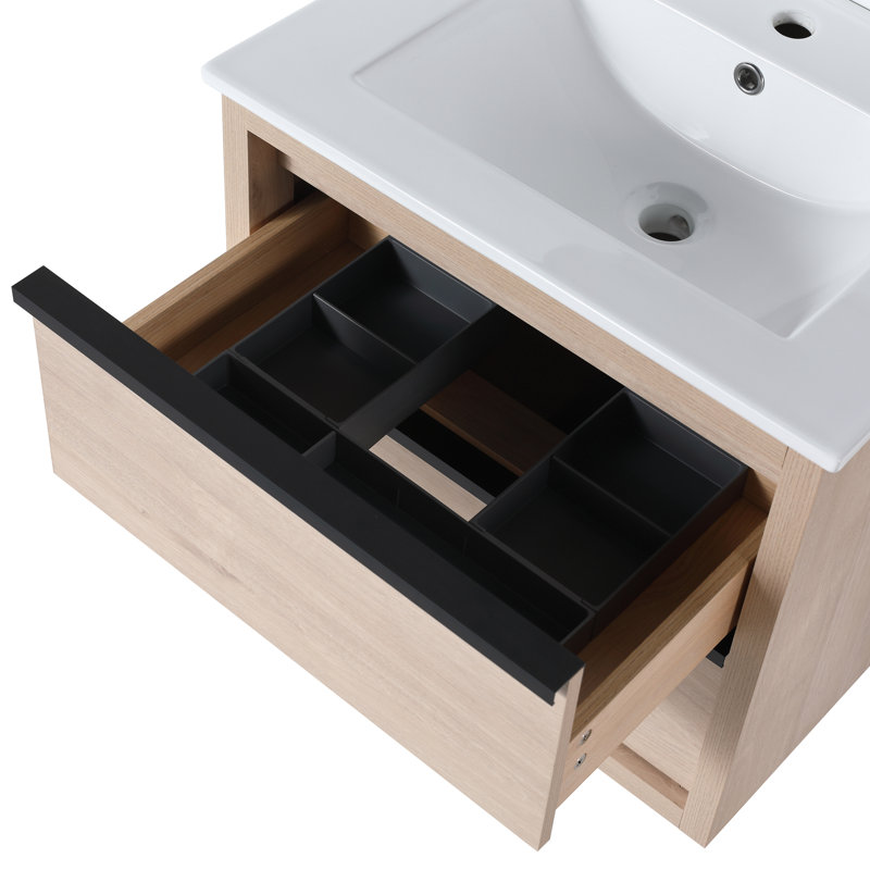 Meuble-lavabo 24 po avec 2 tiroirs, lavabo en céramique