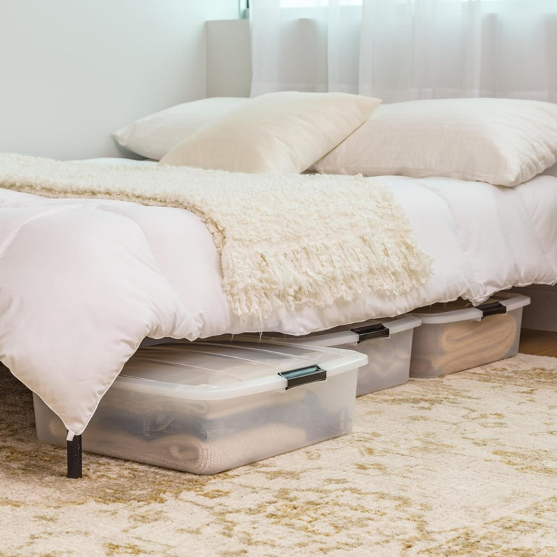 Bac de rangement sous le lit, paquet de 3 (transparent)