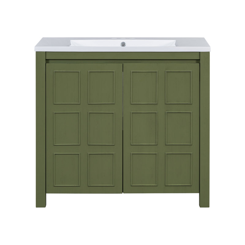 Organisateur de meuble-lavabo 36 po avec lavabo, Vert olive
