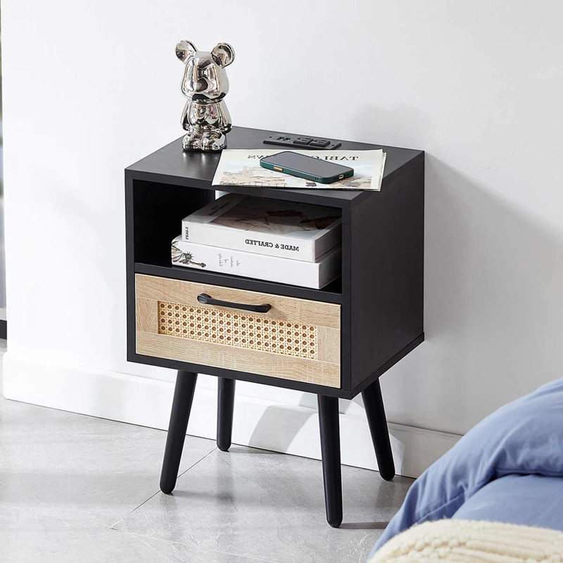 Turon 15.75'' W Nightstand, Black