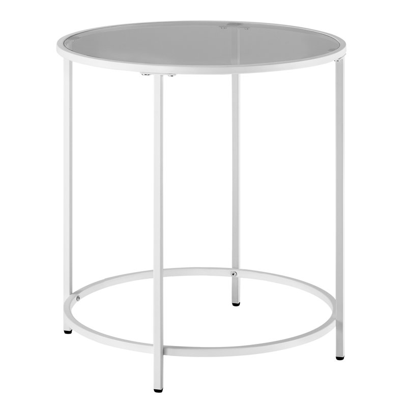 Deckland Glass Top End Table, Pearl White, Slate Grey
