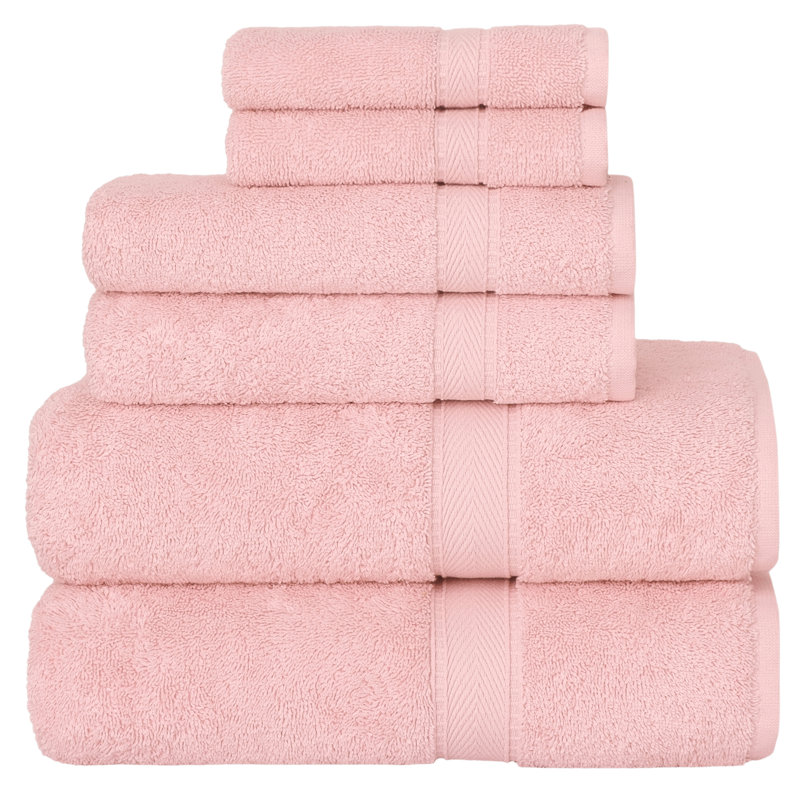 Ensemble de serviettes en coton turc 6 pièces Sinemis, Rose