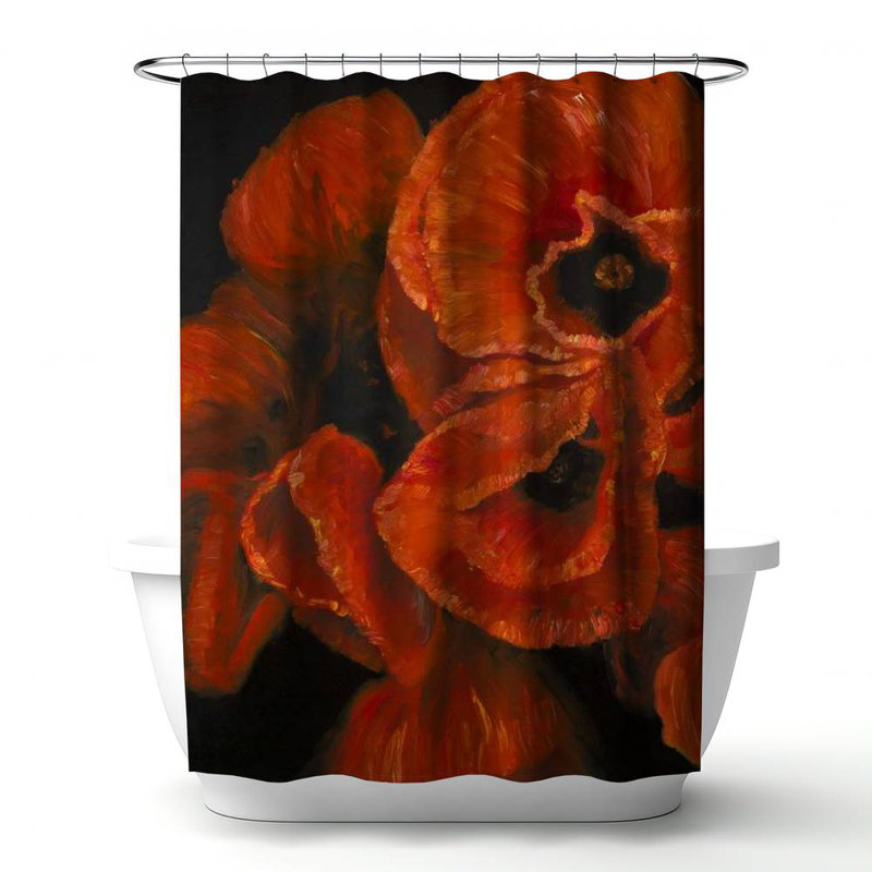 Floral – Polyester Shower Curtain, Dye Sublimation Print, 71" W × 74" L
