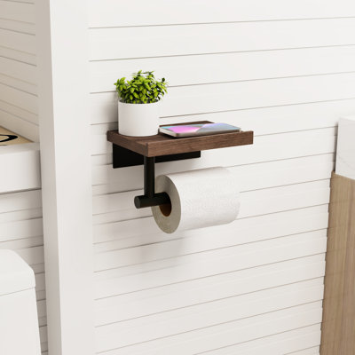  Wood Toilet Paper Holder Black