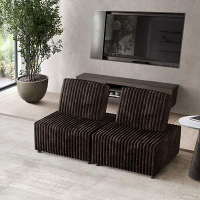 Ensemble de chaises modulaires en velours brun 2 pièces