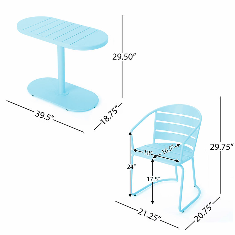 3PC Bistro Set, Light Blue