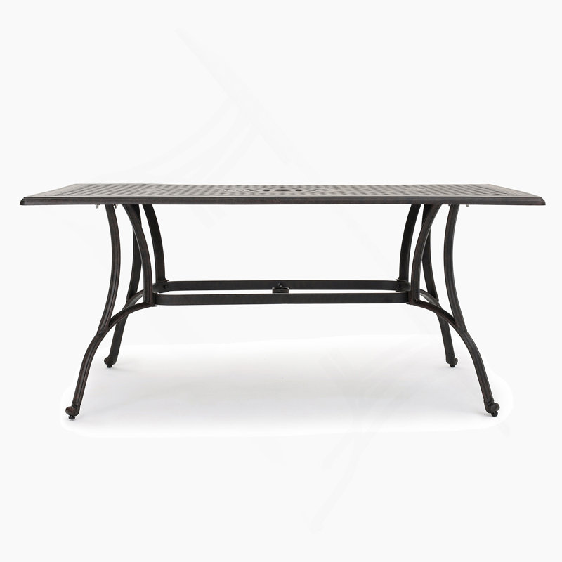 Table de salle à manger d'extérieur en fonte d'aluminium rectangulaire, bronze