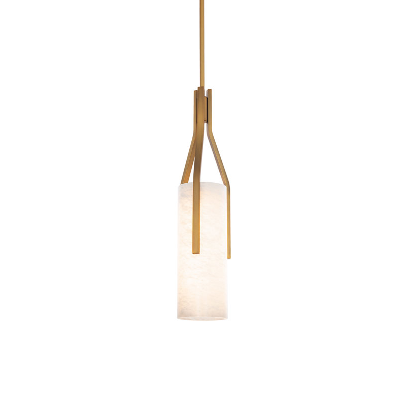 Firenze 1 - Light Single Cylinder LED Pendant, Aged Brass