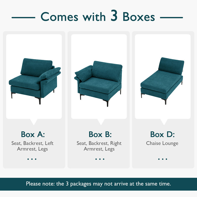 Upholstered L-Shaped Sectional Reversible, Blue Linen