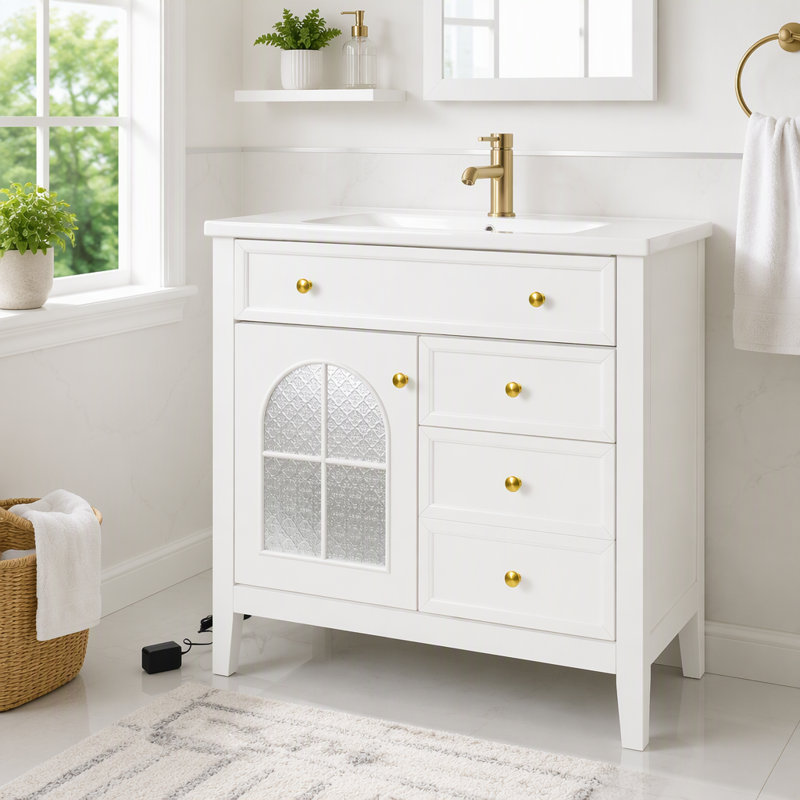 Armoire de salle de bain 35,6 po, White  +Only Cabinet+1door