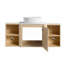 Meuble-lavabo mural avec lavabo d'art en céramique et 2 tablettes de rangement, 2 portes à fermeture douce-1183966589-1183966563