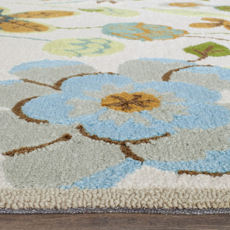 Tapis intérieur / extérieur ivoire crocheté à la main Aldridge, Rectangle 2 pi 6 po x 4 pi