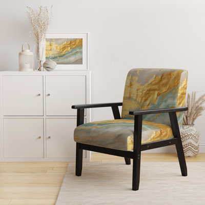 Coast Sea Waves Watercolour - Upholstered Modern Accent Arm Chair
