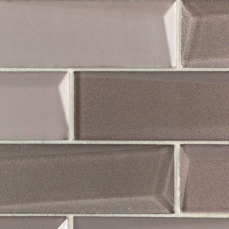 Remington 3D Bricks Bronze Glass Mosaic Tile, Sepia Gray