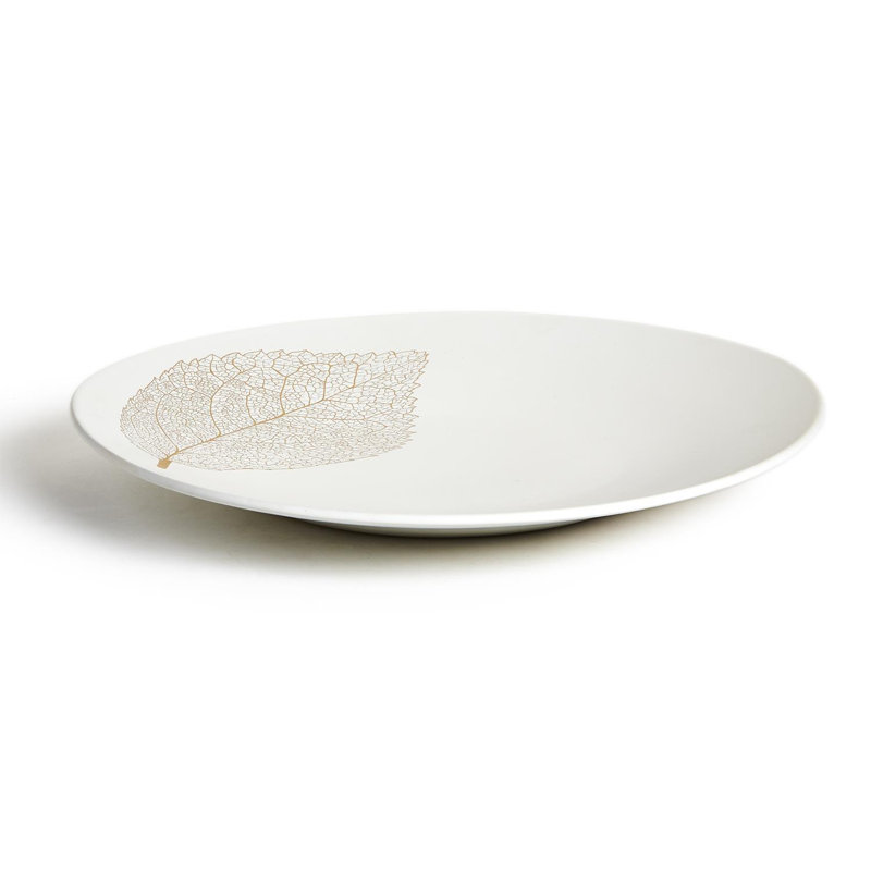 Plat décoratif ondulé en filigrane doré de 38 cm (15 po) – Céramique alimentaire