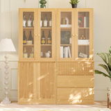 71" H X 47.3" W Bookcase Cabinet With Glass Doors & Drawers(A+D)