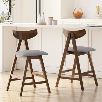 Tabouret de comptoir (2) - Tabouret gris foncé, 2 tabourets en bois d'hévéa