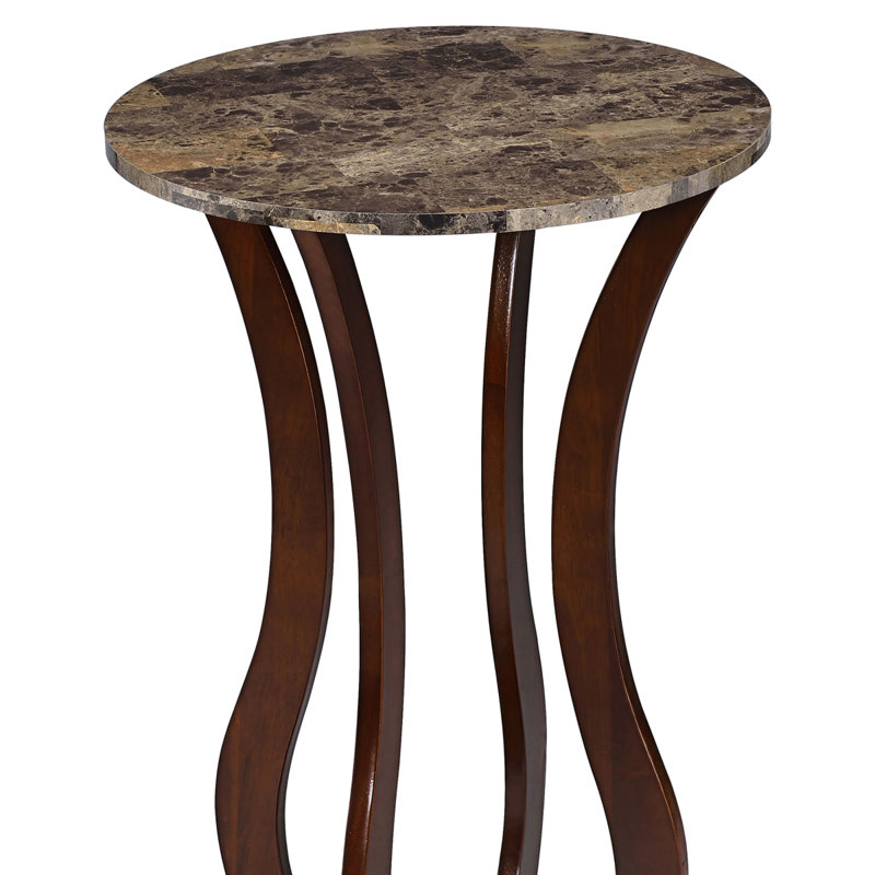 Table d'appoint ronde brune avec plateau en faux marbre