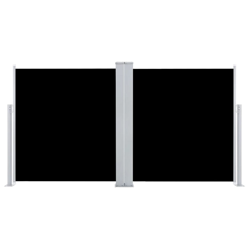 Paravent rétractable avec auvent pliant, Noir, H 47,2 po x l 236,22 po