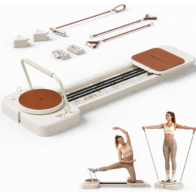 Reformateur de Pilates pliable F1 Fitness PF1, capacité de 220 lb, résistance réglable, glissement doux et silencieux pour les entraînements à domicile