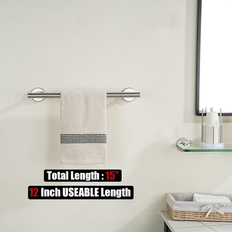 Porte-serviettes mural en acier inoxydable 304, H 1,96 po x L 15 po x P 3,15 po, Brossé