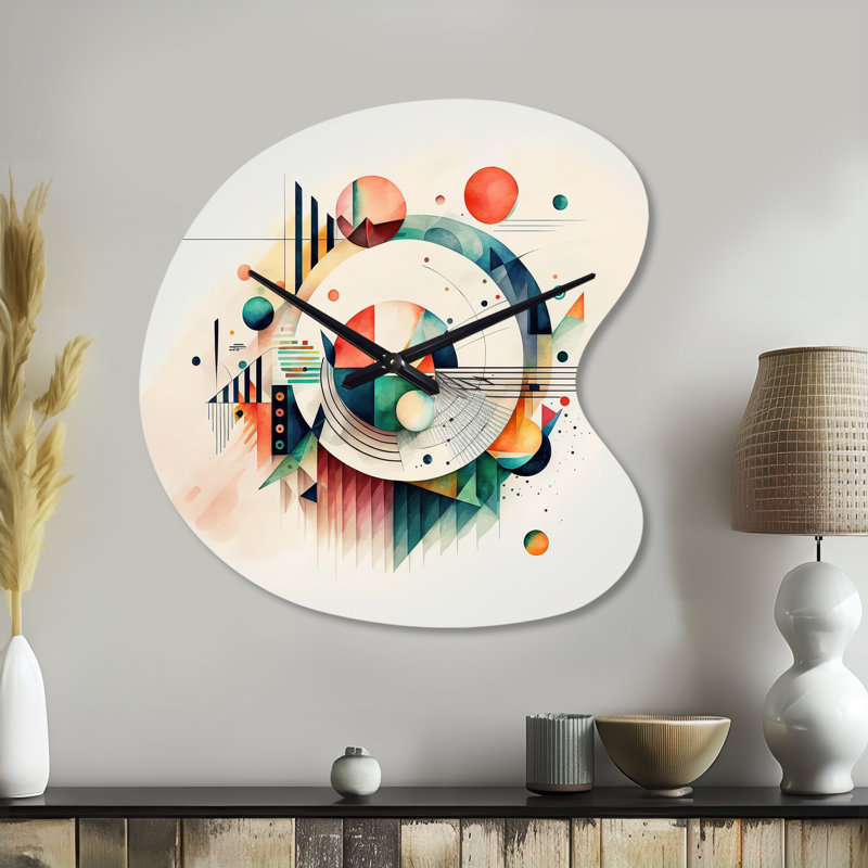 Art géométrique multicolore - horloge murale en forme géométrique unique, horloge murale asymétrique moderne, Grand