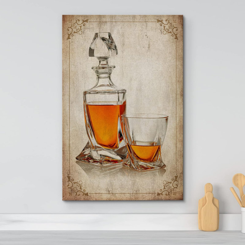 Rustic Bevera " Retro Vintage Antique Bourbon Glass ", 36" H x 24" W x 1.5" D