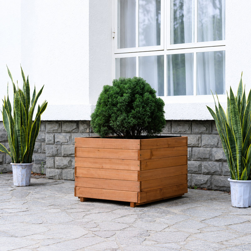 23.6"W Wooden Planter Box, 17.7" H x 23.6" W x 23.6" D