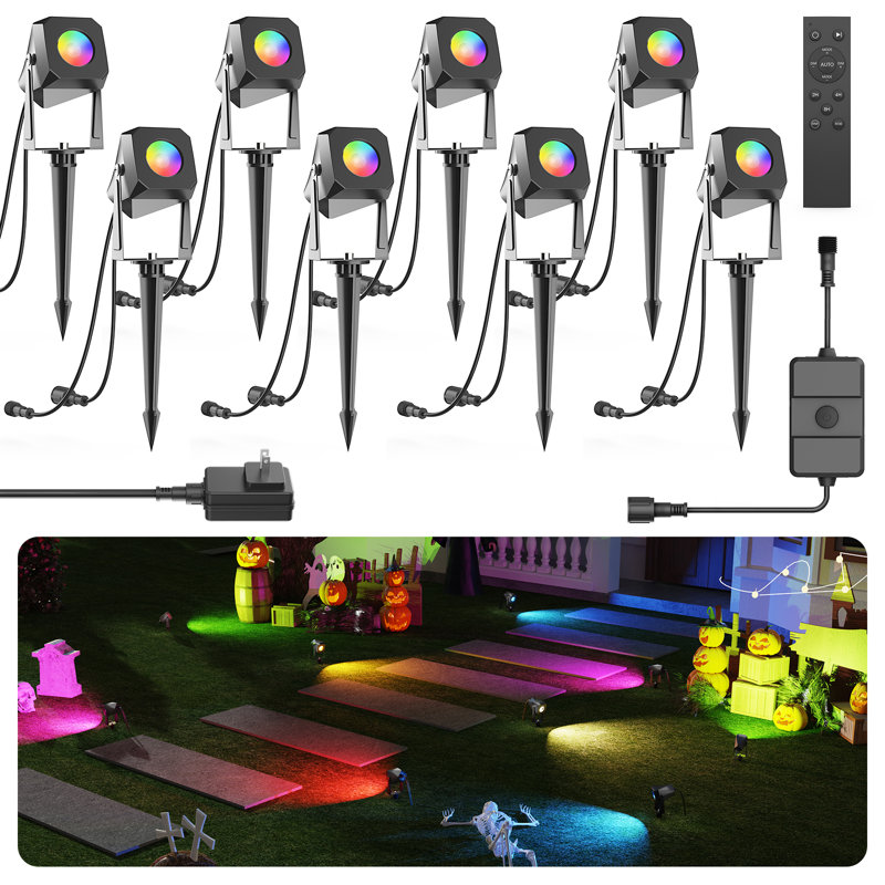 Black Low Voltage RGB Integrated LED Landscape Spotlight
