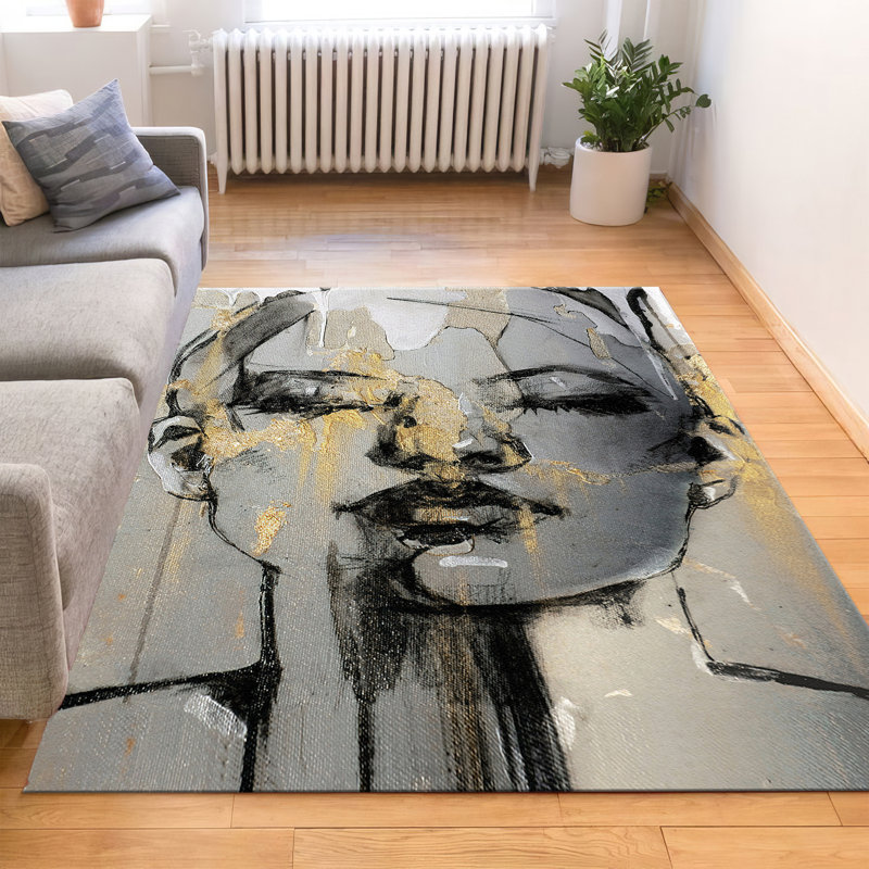 Abstract Geometric Design With Pile Soft Printed Rug Featuring Vibrant Colors and Intricate Patterns for Contemporary Home Decor