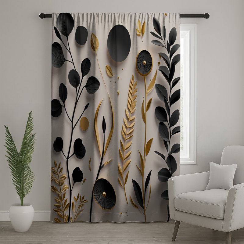Rideaux floraux, voilages et voilages à motif floral - 1 panneau, 50 po x 80 po - 1 panneau, Blockout