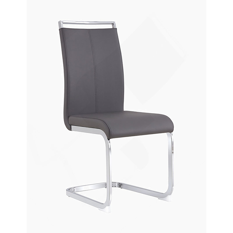 Chaises de salle à manger en polyuréthane revêtu de polyuréthane à haut dossier, Gris foncé