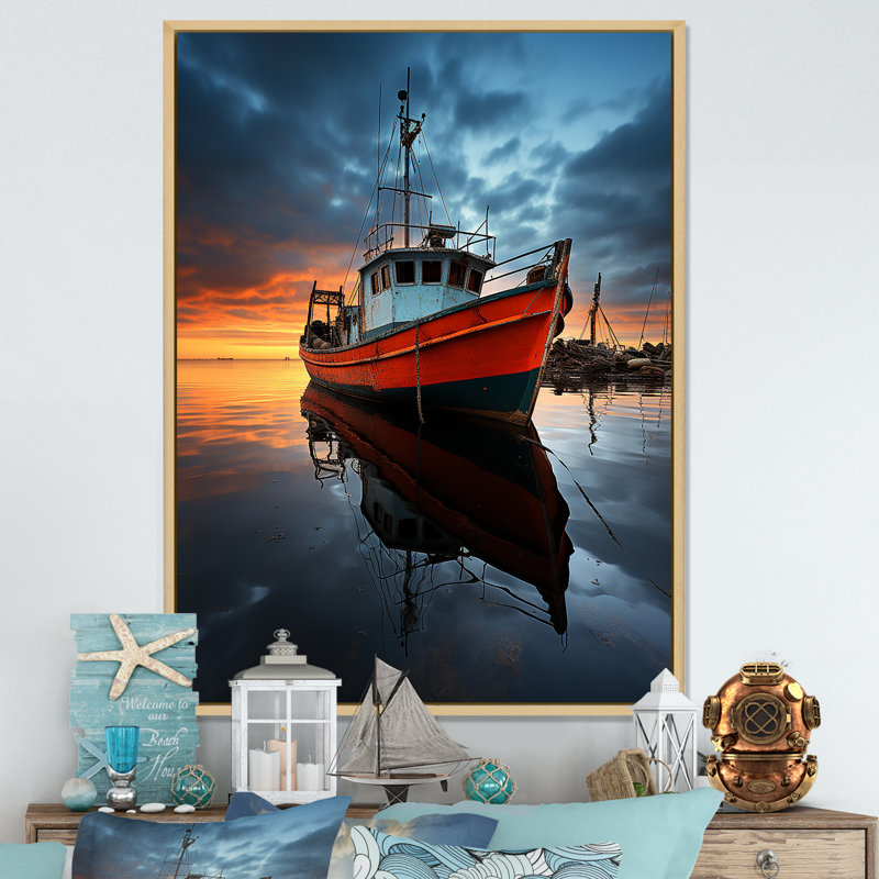 Port Port Silhouette II sur impression sur toile, H 20 po x l 12 po x P 1 po, Cadre naturel flottant