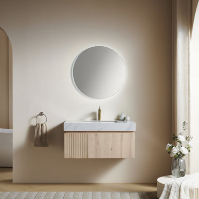 Meuble-lavabo simple en contreplaqué et en bois massif