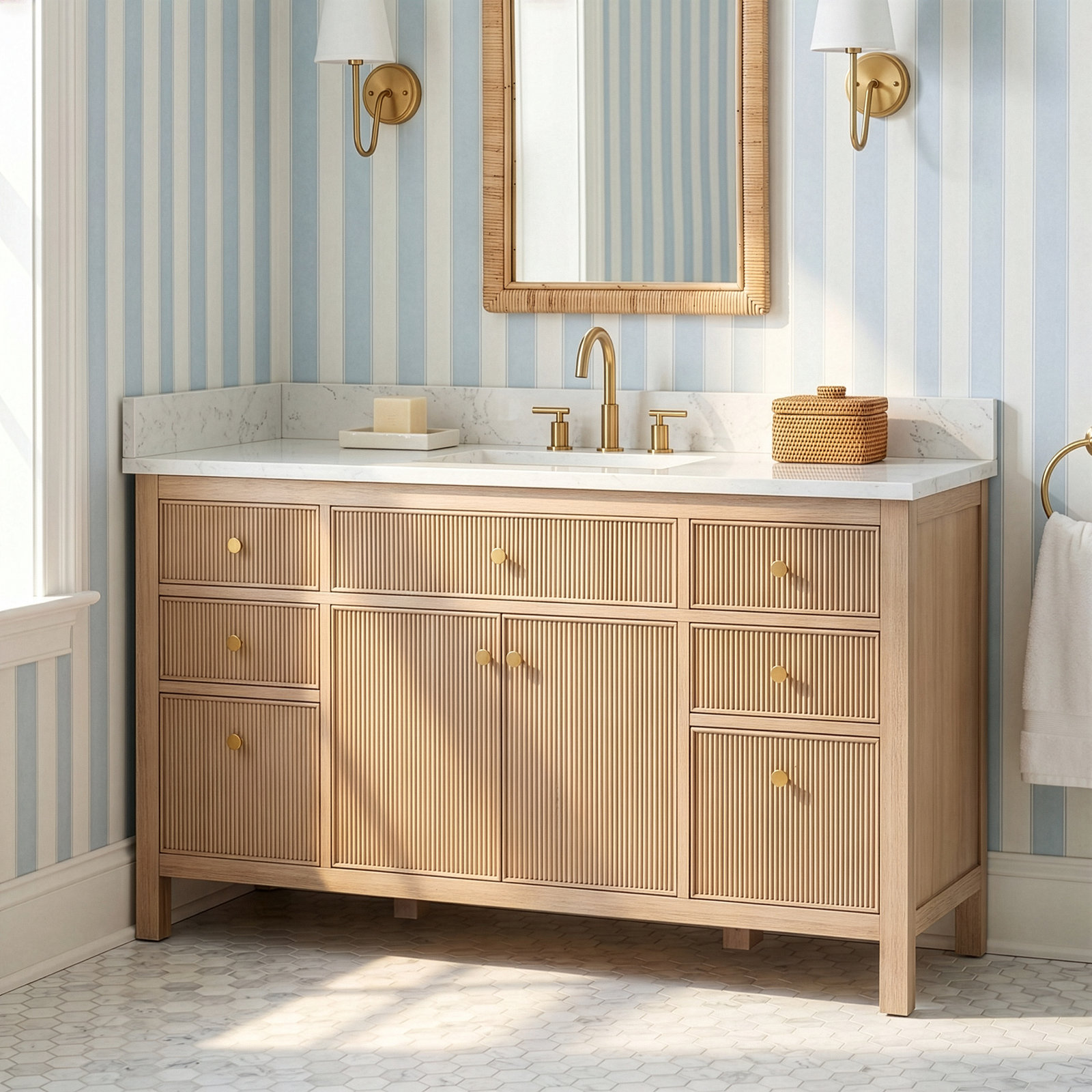 Lala 60" Single Bathroom Vanity, Nature Oak