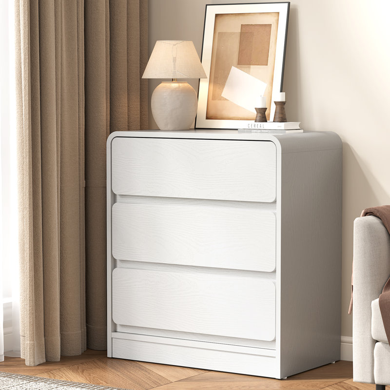 Table de chevet 3 tiroirs ， 23,6 po de largeur, Blanc