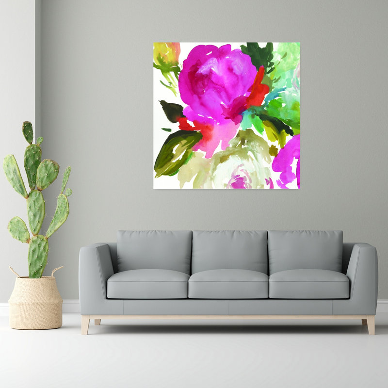 Belle II, art floral abstrait et organique, H 48 po x l 48 po