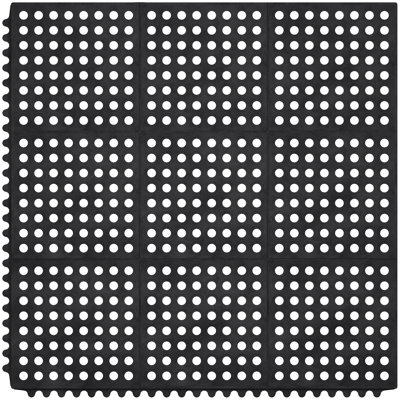 Tapis de cuisine en caoutchouc robuste de 36 po x 36 po, tapis de sol commercial anti-fatigue avec trous de drainage, tapis confortable antidérapant et résistant à l'eau pour le restaurant, le bar, le garage, l'entrée intérieure / extérieure