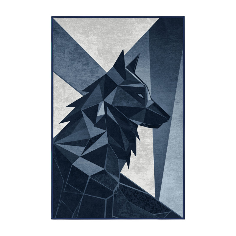Tapis gris moelleux et moelleux à motif géométrique Wolfford, 6x9
