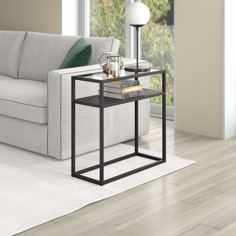 Ada Blackened Bronze Metal & Glass Rectangular Side Table