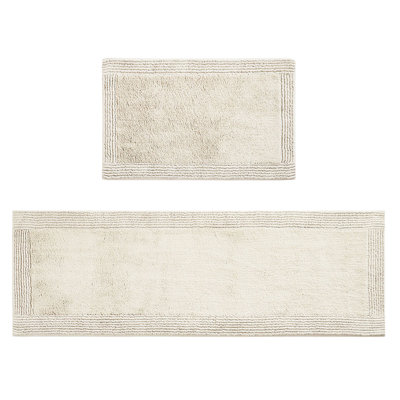 100% Cotton Reversible Bath Rug, 3000 Gsm, 21x34", Natural, Soft And Fine, Machine Washable Heavyweight Mat, Reversible, Comfortable &