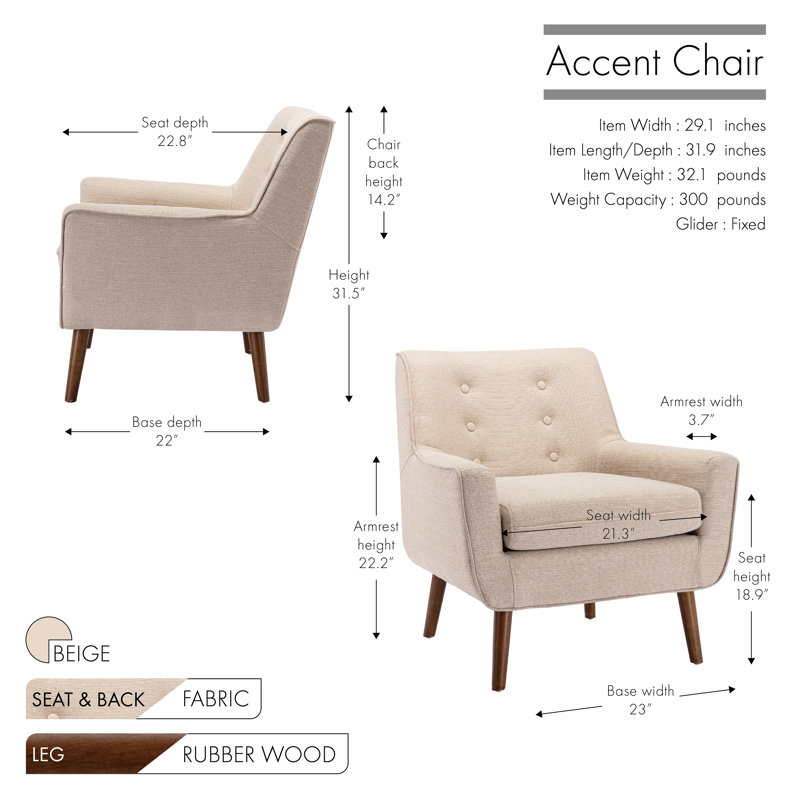 Fauteuil Firminia, Mélange de polyester beige
