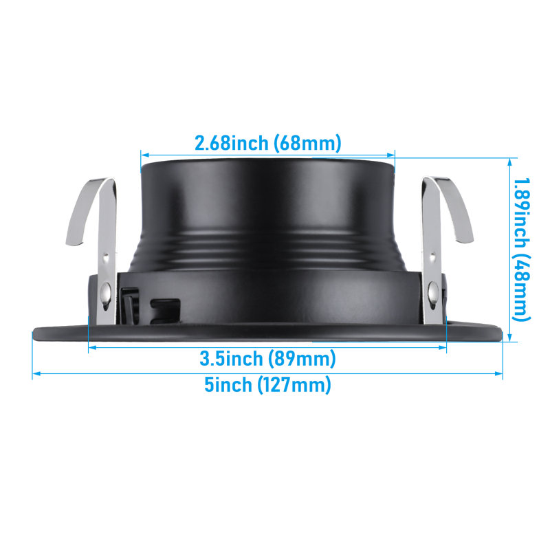 Collerette de déflecteur de luminaire encastré de 10 cm (4 po), garniture métallique complète pour luminaire encastré Halo et Juno Remodel, noire