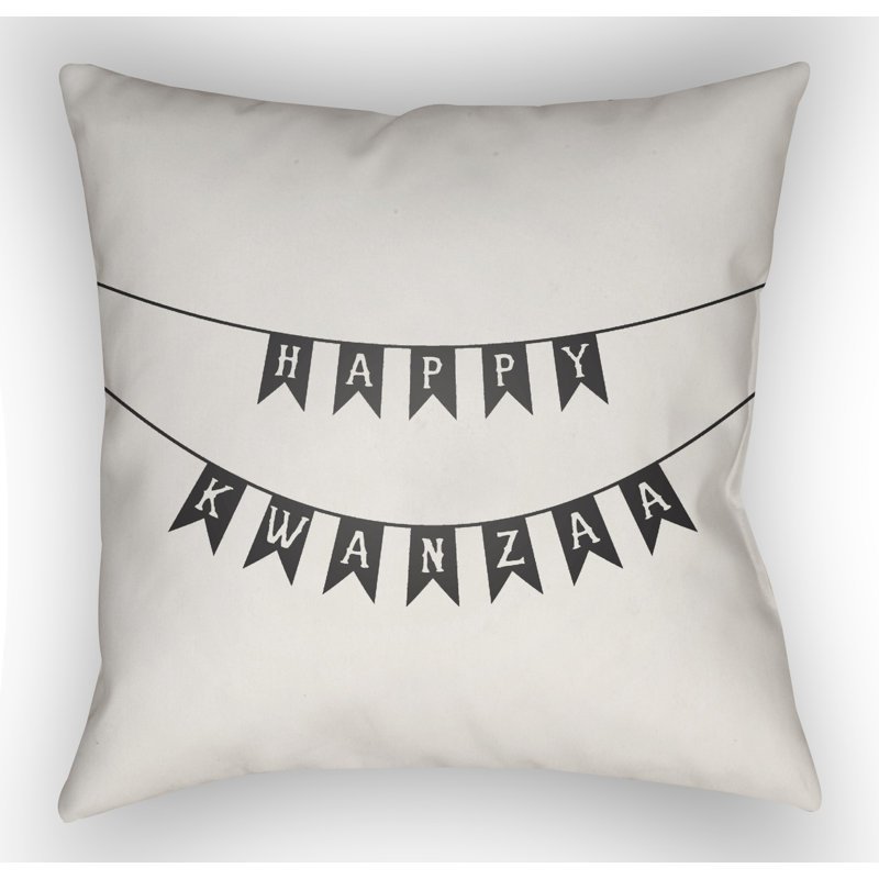Indoor/Outdoor Throw Pillow, 20" H x 20" W x 4" D, White/Black