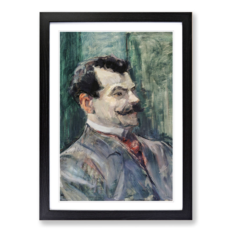 Portrait of Andre Rivoire by Henri de Toulouse-Lautrec - Picture Frame Painting, Black Framed, 48cm H x 36cm W x 2cm D