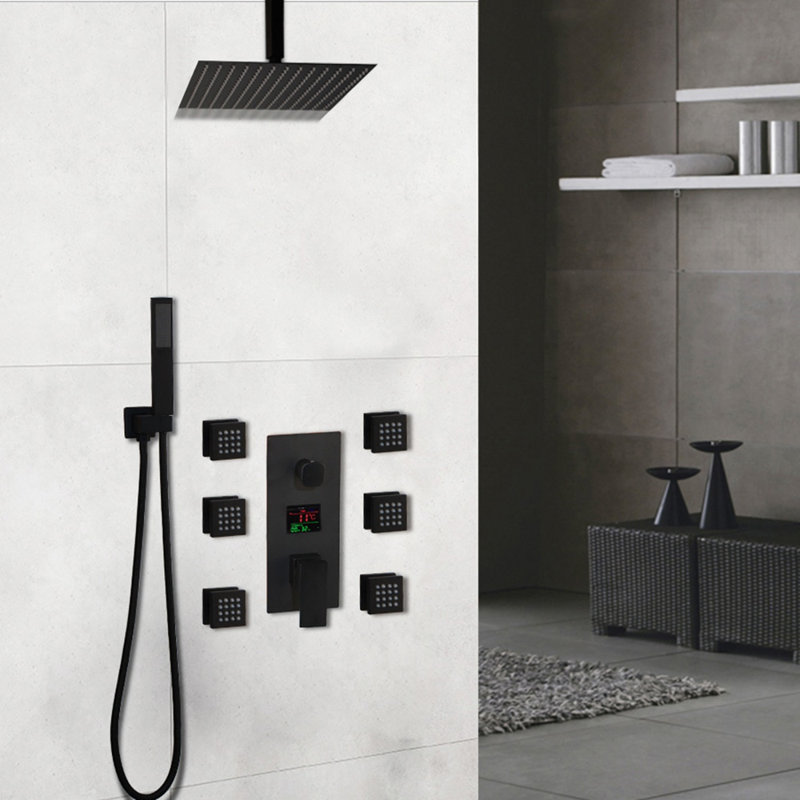 Ensemble de douche thermostatique 3 lumières à DEL 12 po x 12 po Tokyo 